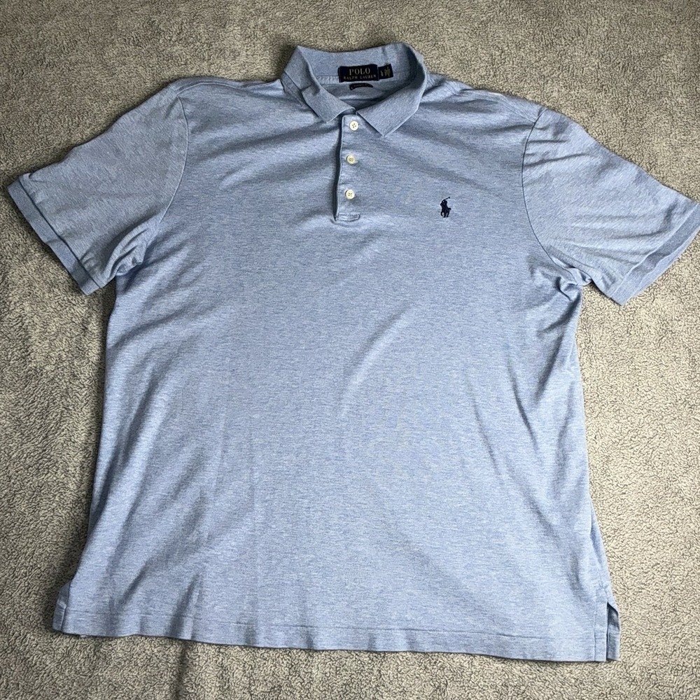 Polo Ralph Lauren Classic Fit Polo Shirt L Navy Blue Men 3 Button Placket Casual - Picture 2 of 7
